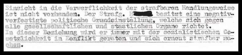 Einschätzung STASI Oberst über mich zu meiner Inhaftierung in Bautzen