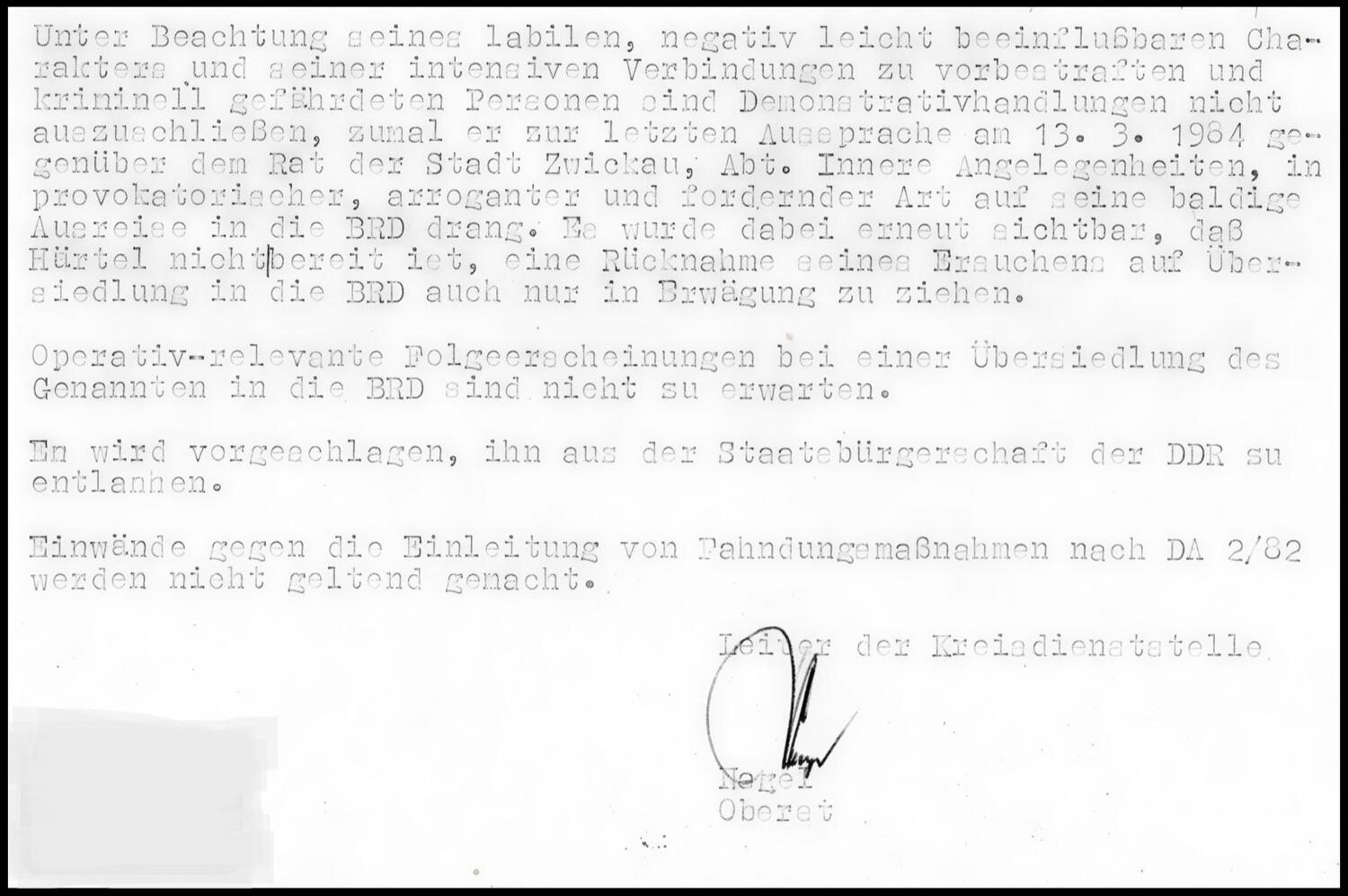 Die STASI gibt auf - ich habe gwonnen