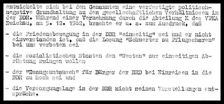 Verhör der Kripo im Auftrag der STASI