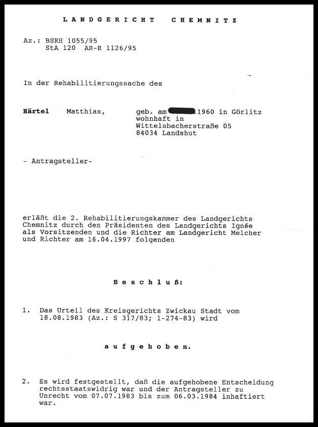 Rehabilitierung 1997